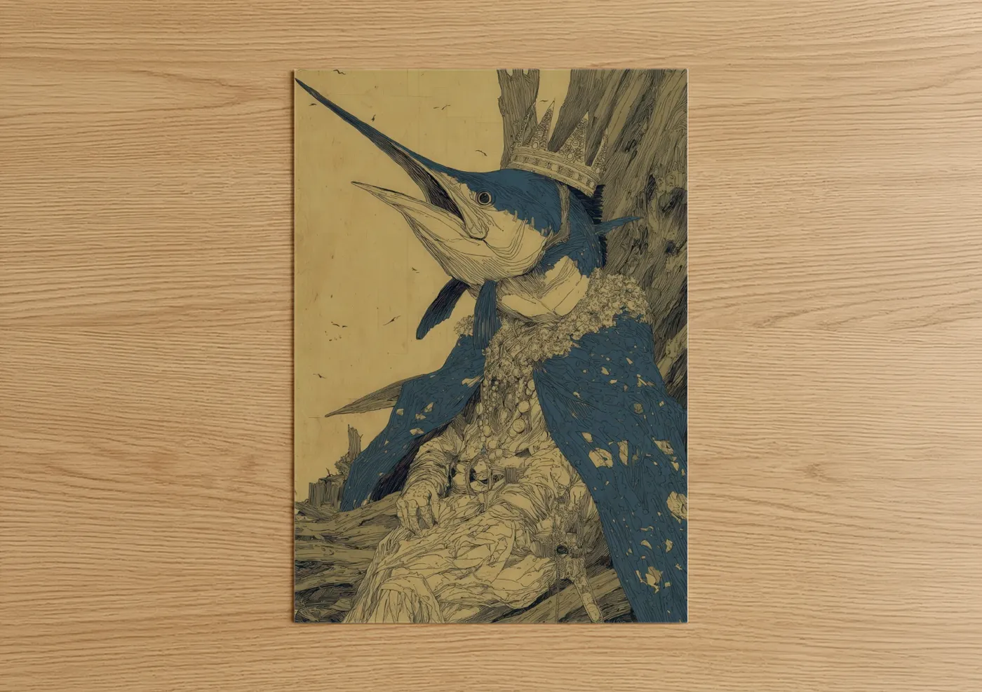 Blue Marlin Strike Deep Sea Fish Wall Art
