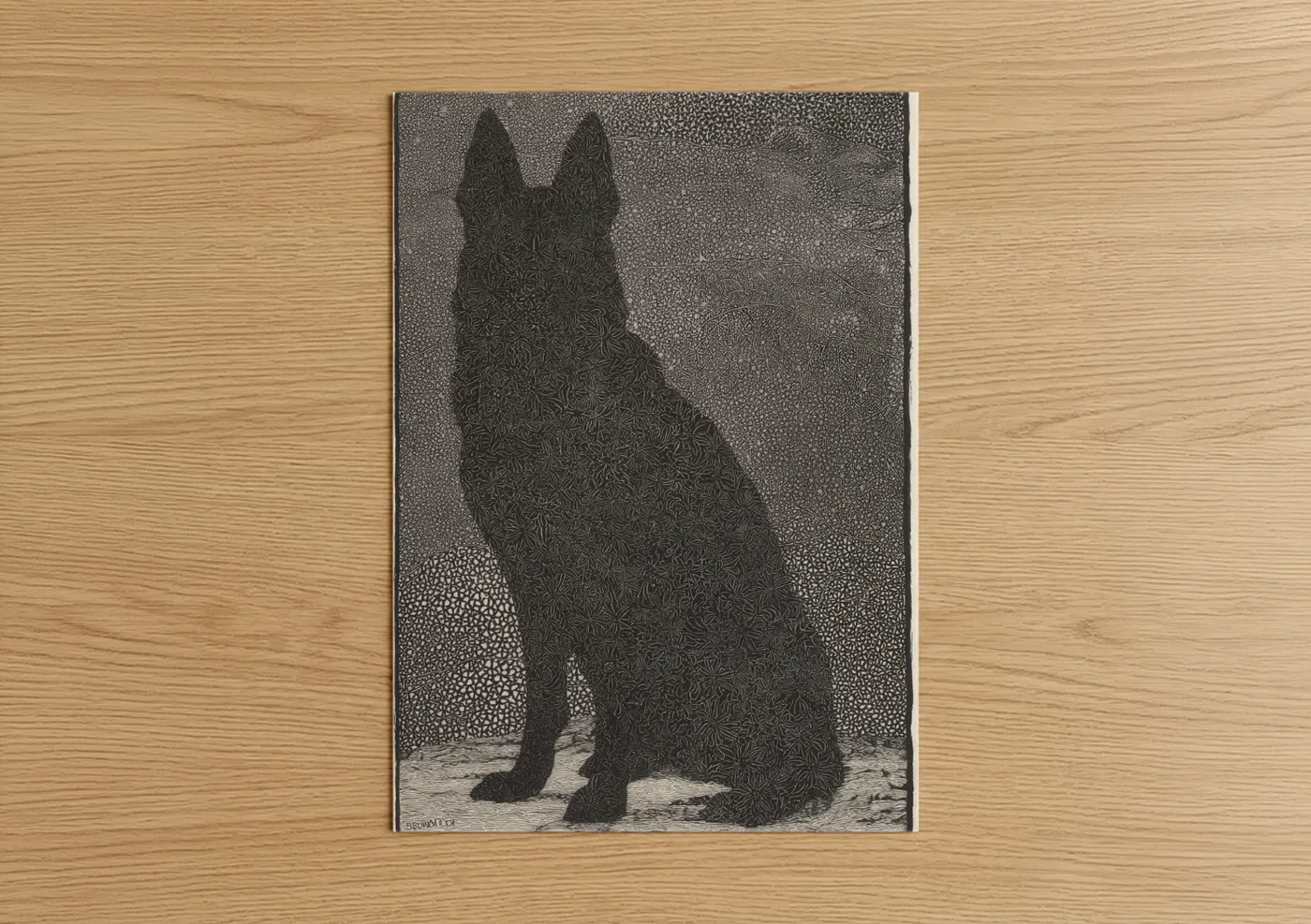 Detailed Shepherd Dog Intricate Line Wall Art