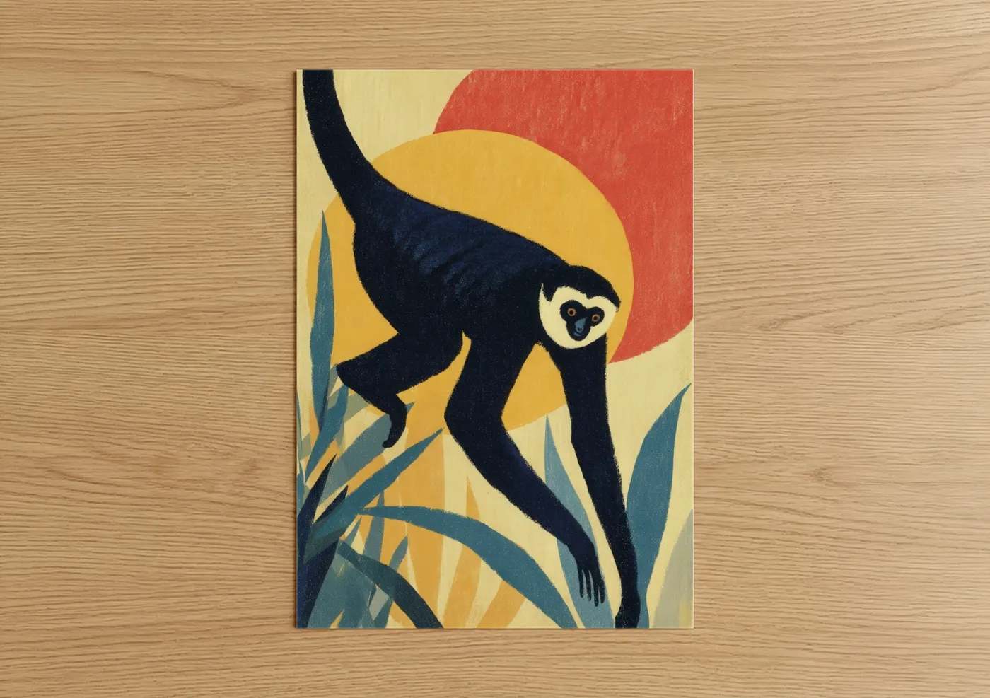 Geometric Monkey Art Deco Illustration Wall Art