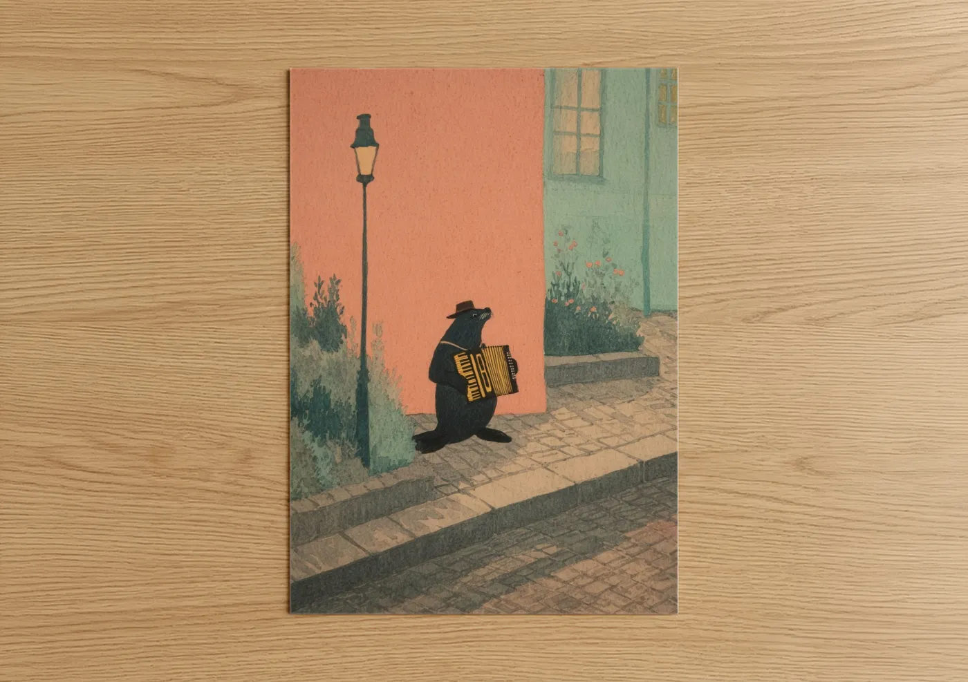 Street Musician Sea Lion Vintage Wall Art