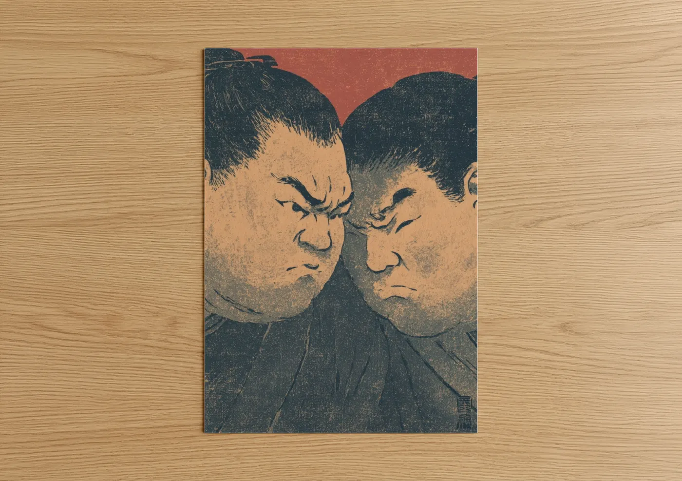 Sumo Wrestlers Confrontation Print Wall Art