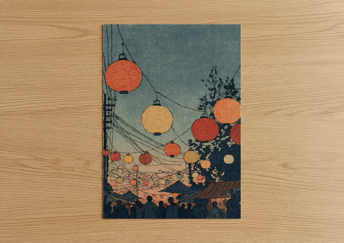 Summer Festival Lanterns Japanese Wall Art