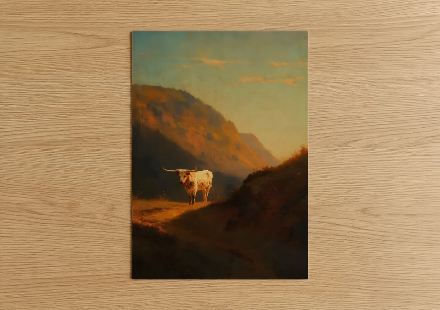 Golden Hour Longhorn Cow Sunset Wall Art