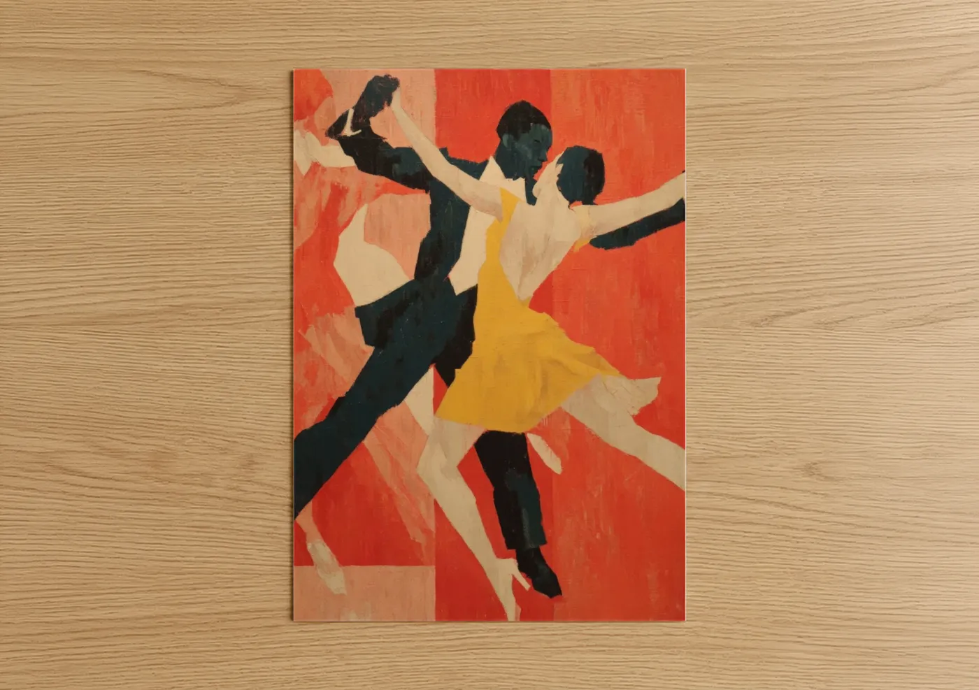 Energetic Swing Dance Couples Red Wall Art