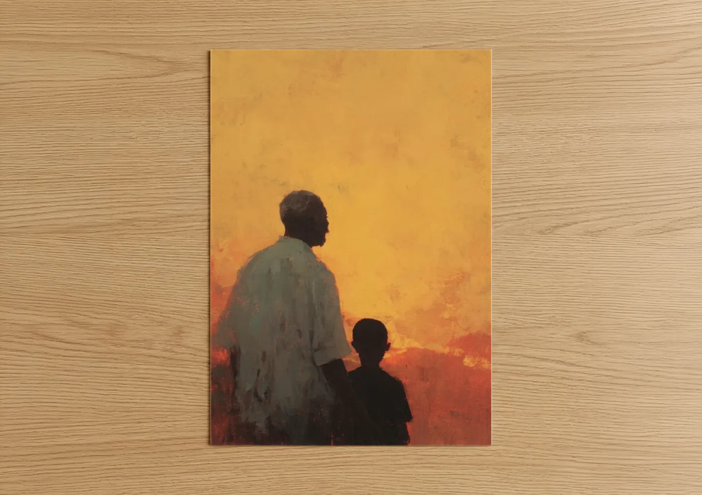 Juneteenth Father Child Sunset Portrait Wall Art