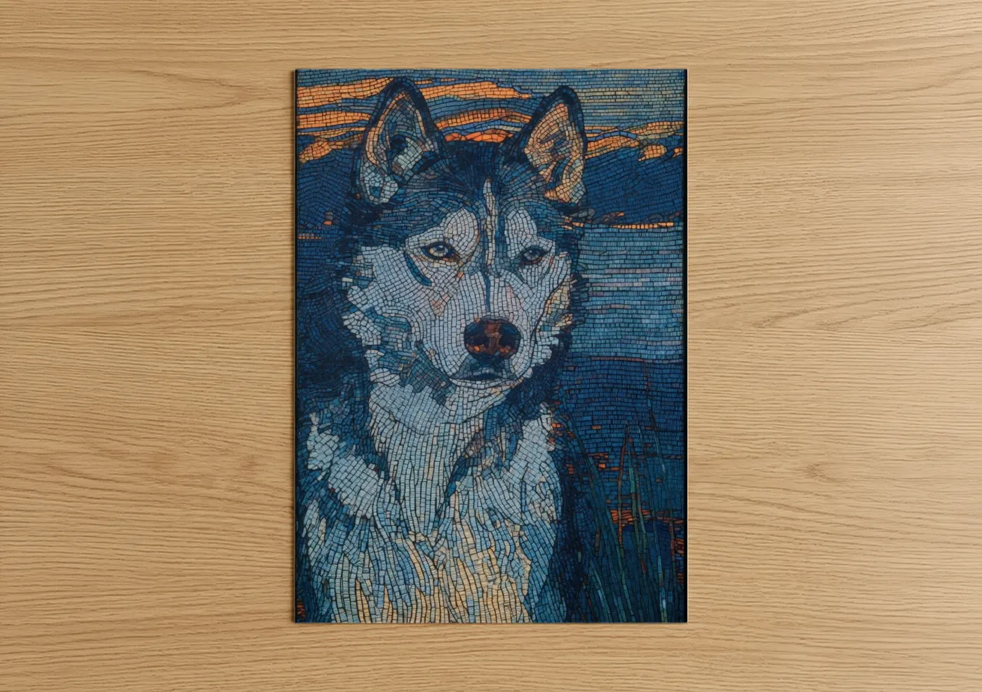 Arctic Husky Portrait Mosaic Wall Art