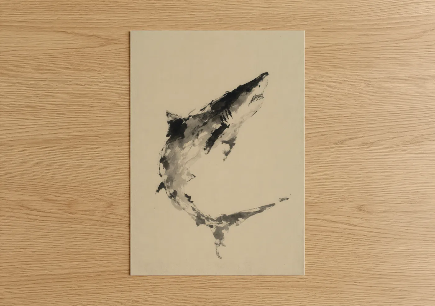 Sand Tiger Shark Watercolor Illustration Wall Art
