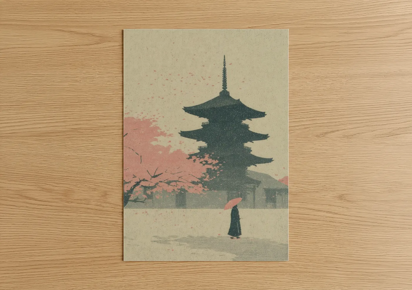 Japanese Temple Pagoda Silhouette Wall Art