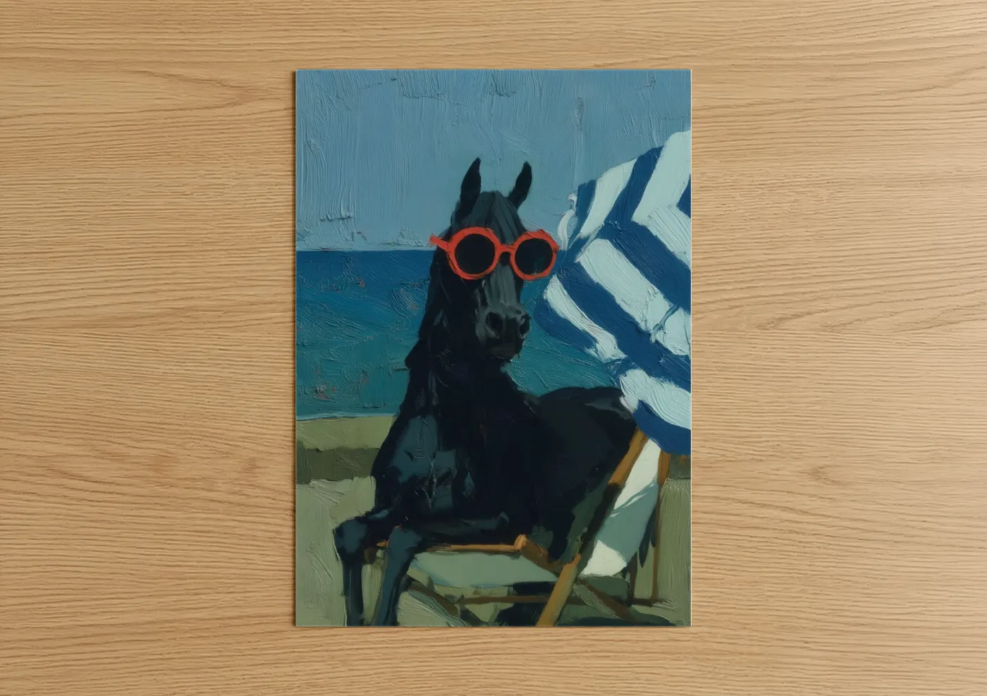 Black Andalusian Horse Beach Vacation Wall Art