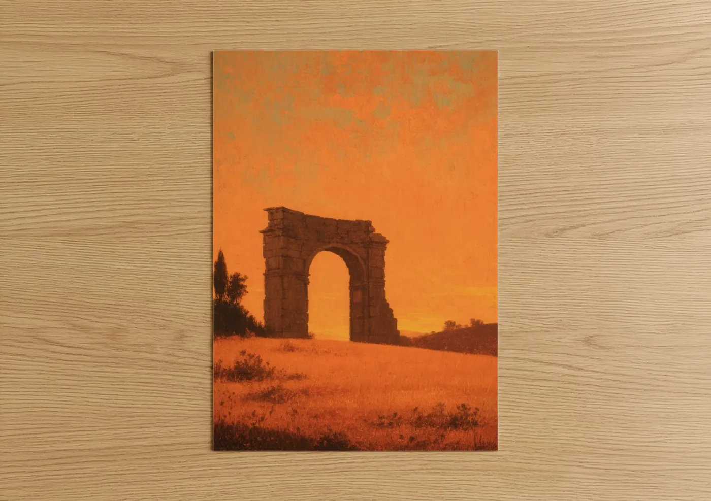Ancient Gate Golden Sunset Landscape Wall Art
