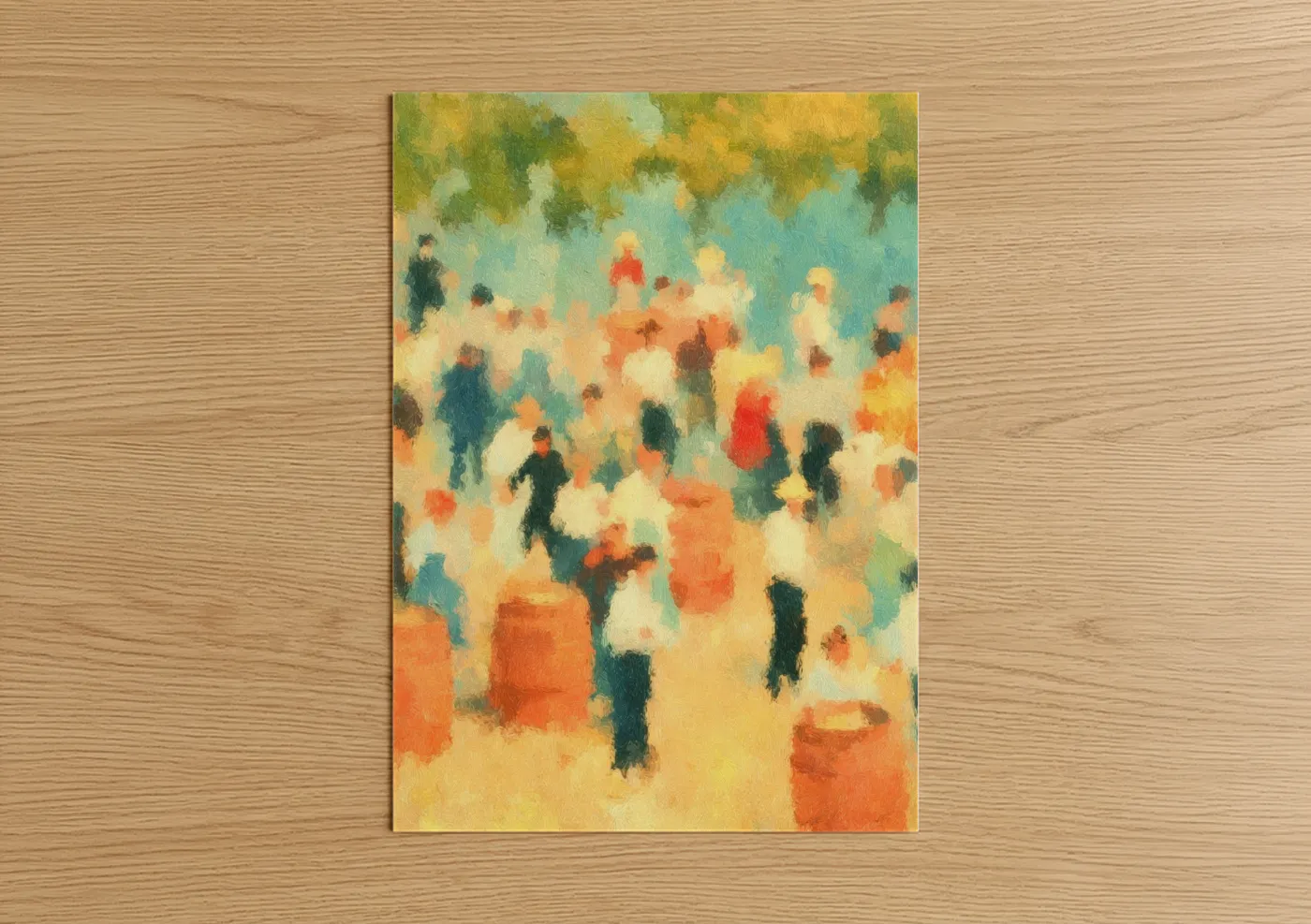 Bustling Winery Impressionist Crowd Wall Art
