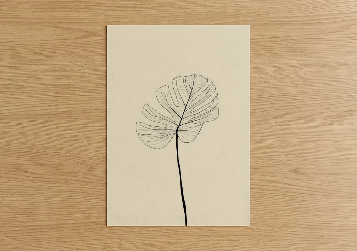 Monstera Leaf Line Art Botanical Print Wall Art
