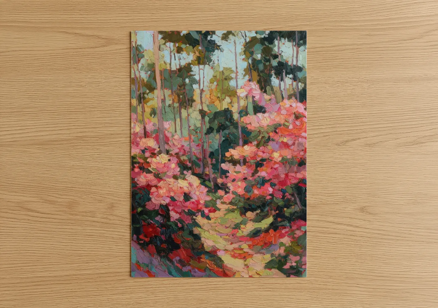 Pink Rhododendron Forest Impressionist Wall Art