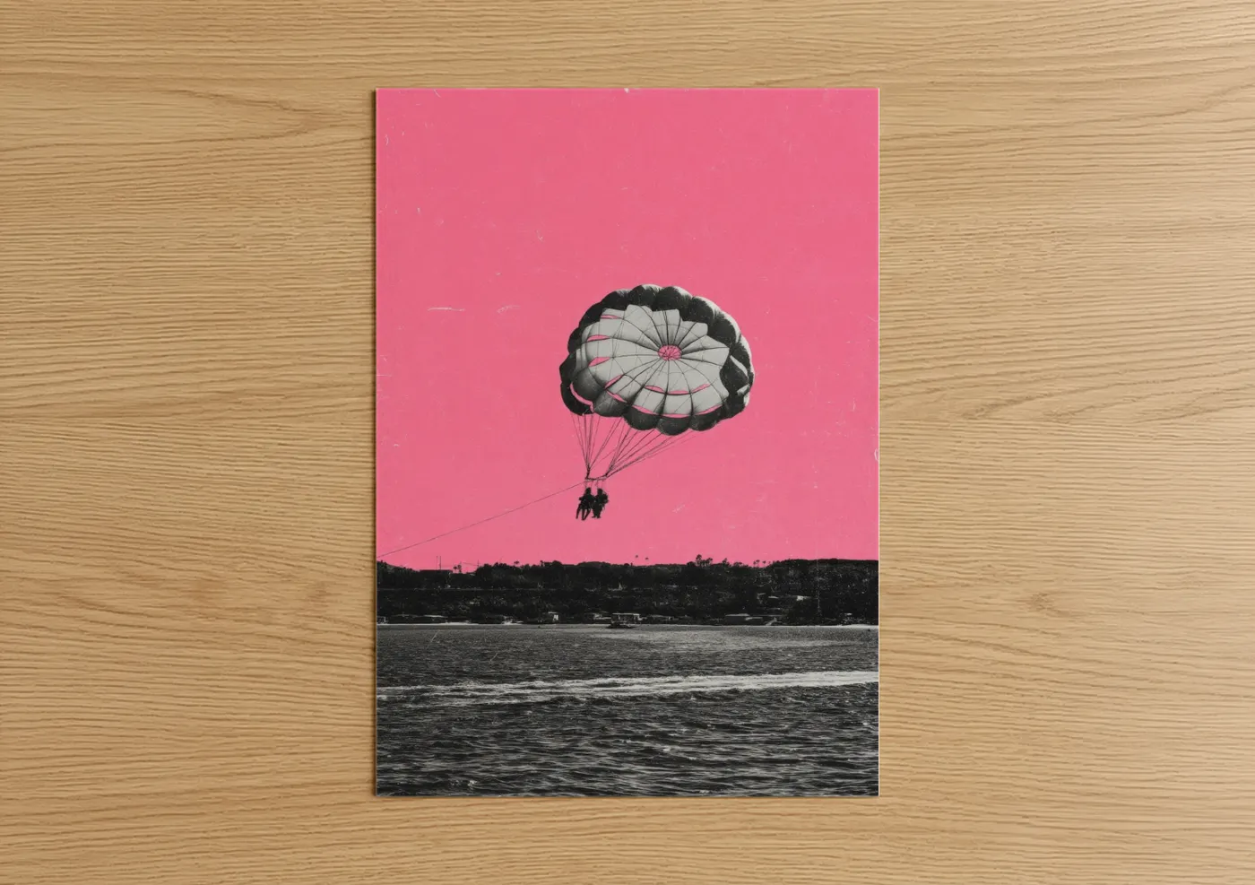 Pink Sky Parasailing Adventure Ocean Wall Art