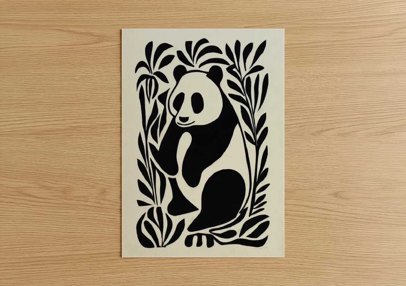 Bamboo Panda Black and White Wall Art