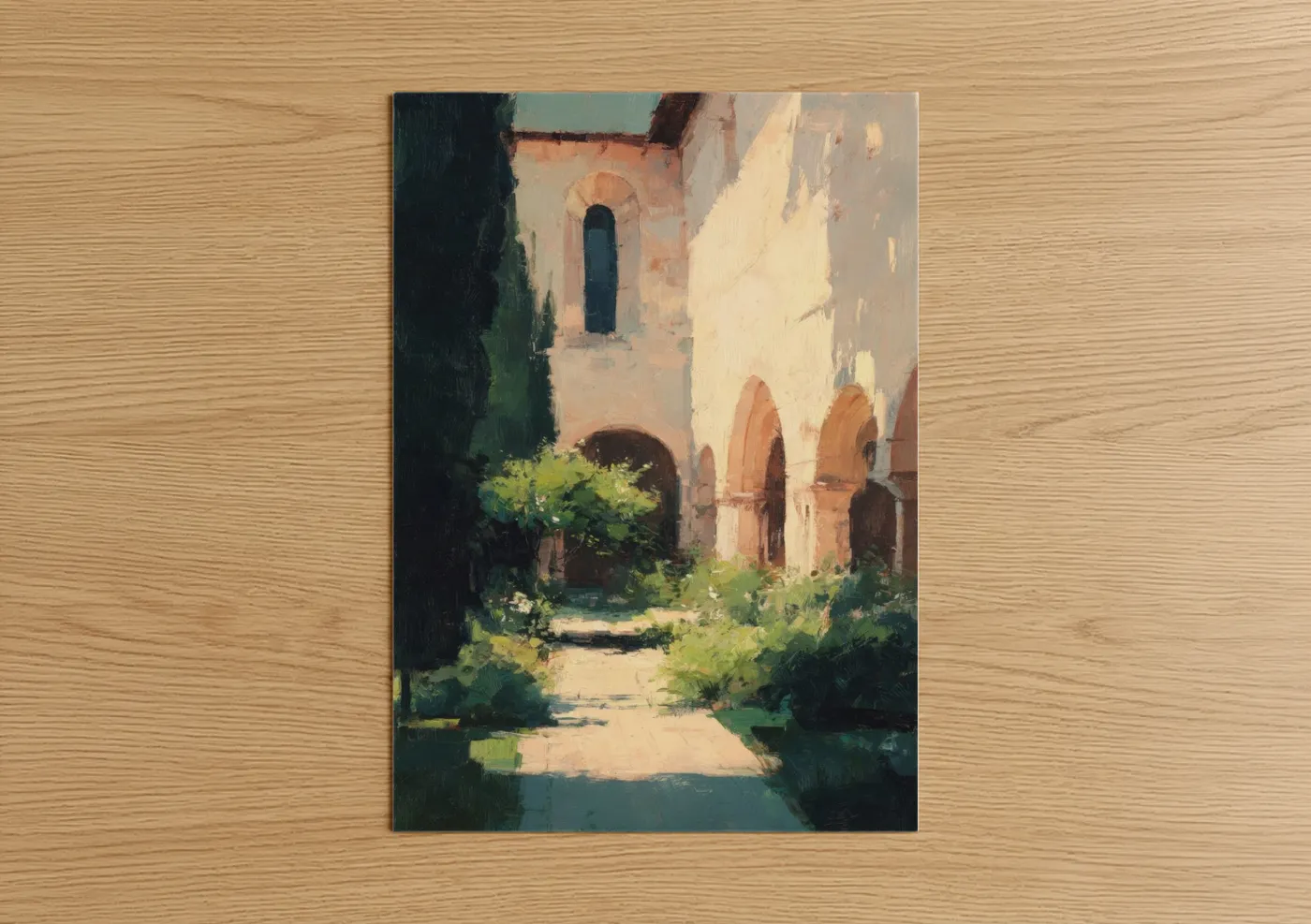 Sunlit Cathedral Courtyard Impressionist Wall Art