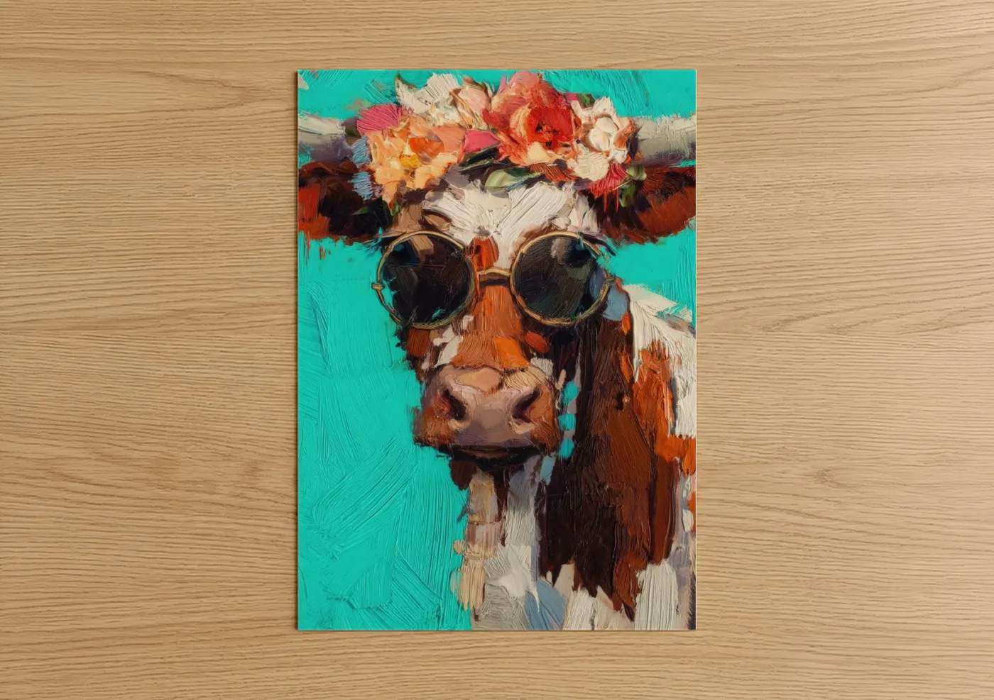 Floral Longhorn Cow Sunglasses Wall Art