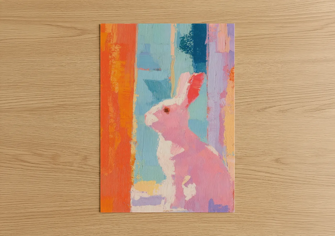 Pastel Easter Rabbit Colorful Wall Art