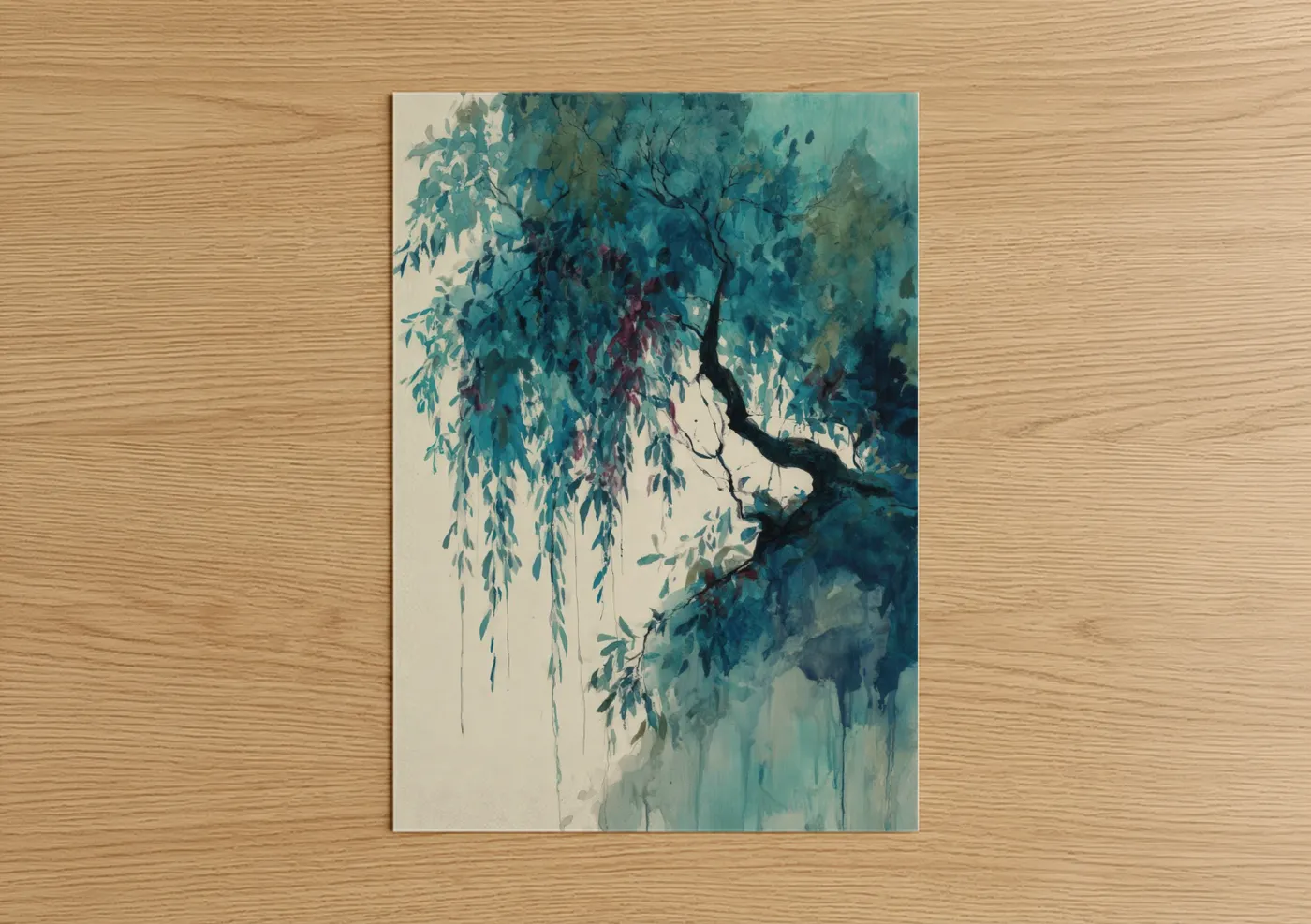 Weeping Willow Watercolor Tree Wall Art