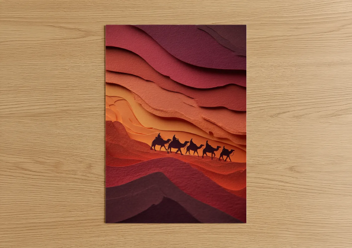 Desert Caravan Silhouette Paper Wall Art