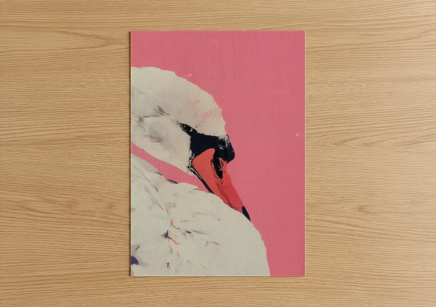White Swan Pink Background Wall Art