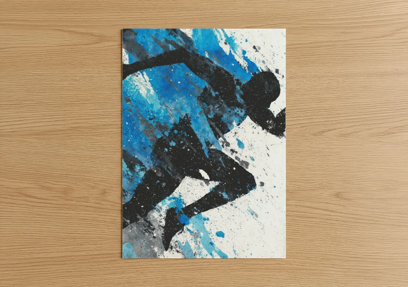 Abstract Runner Motion Blue Wall Art