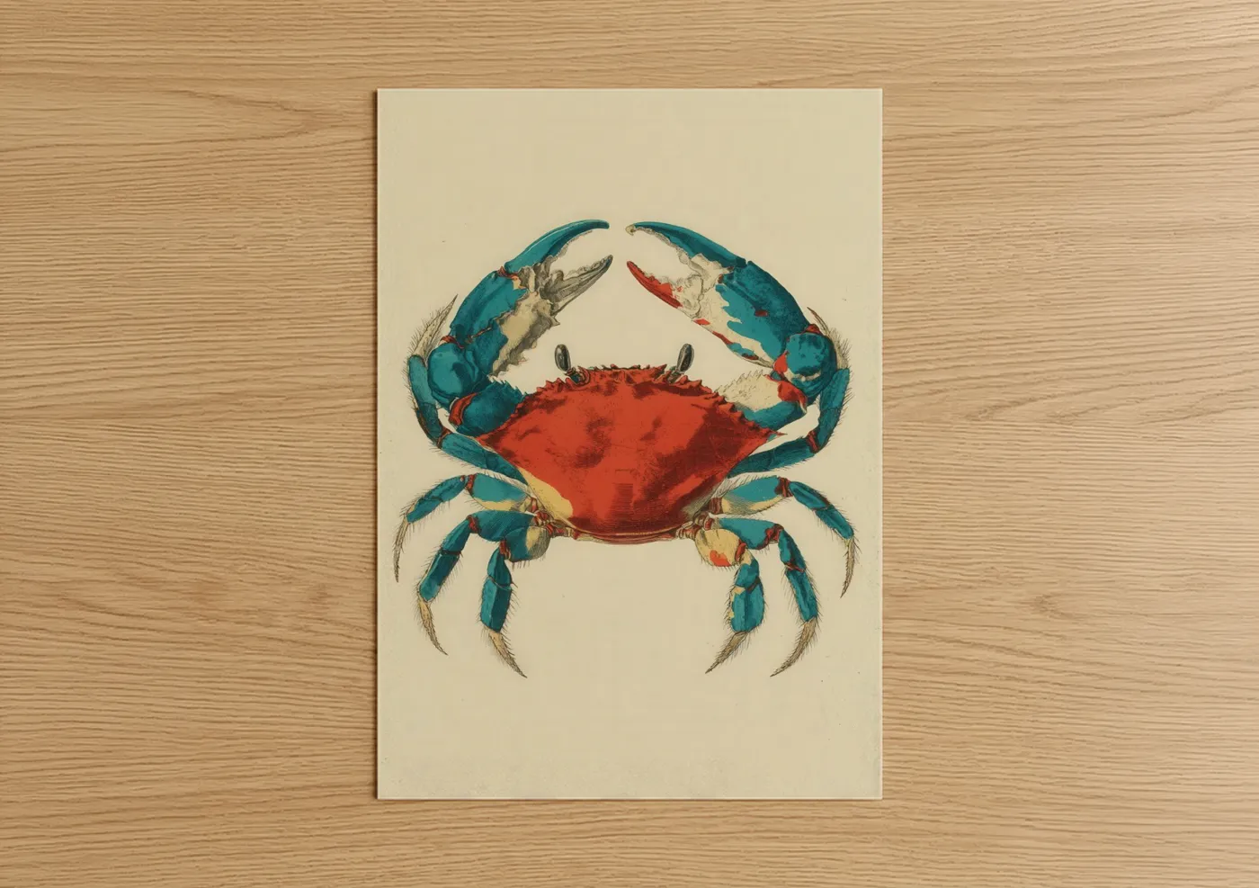 Blue Crab Vintage Natural History Illustration Wall Art