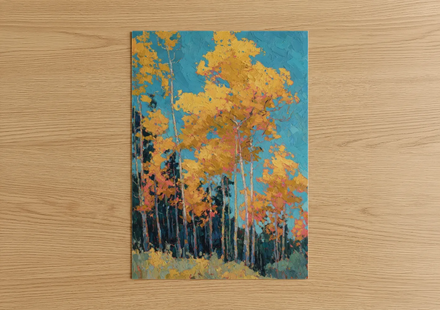 Golden Aspen Grove Autumn Forest Wall Art