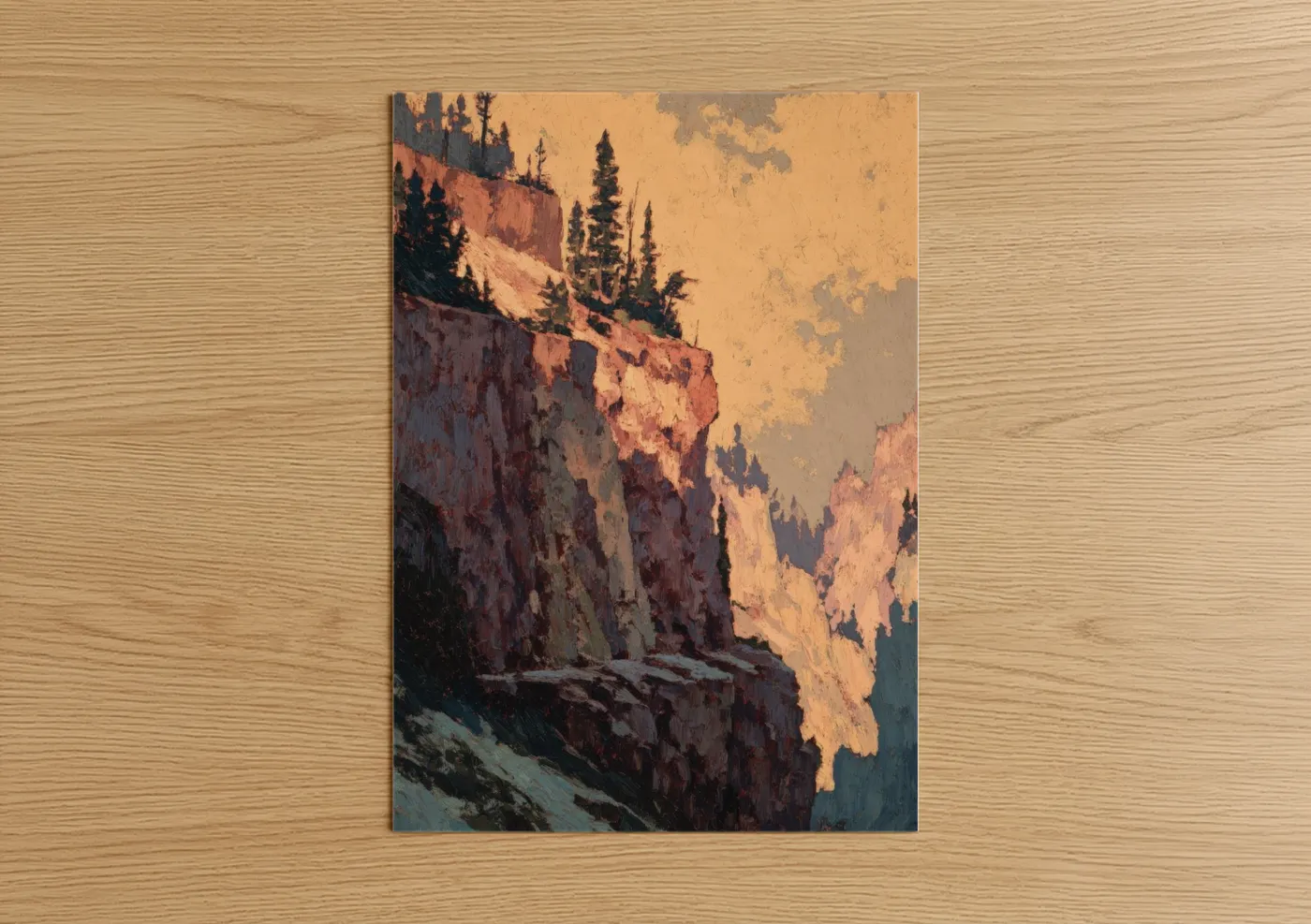Golden Cliff Sunset Landscape Wall Art