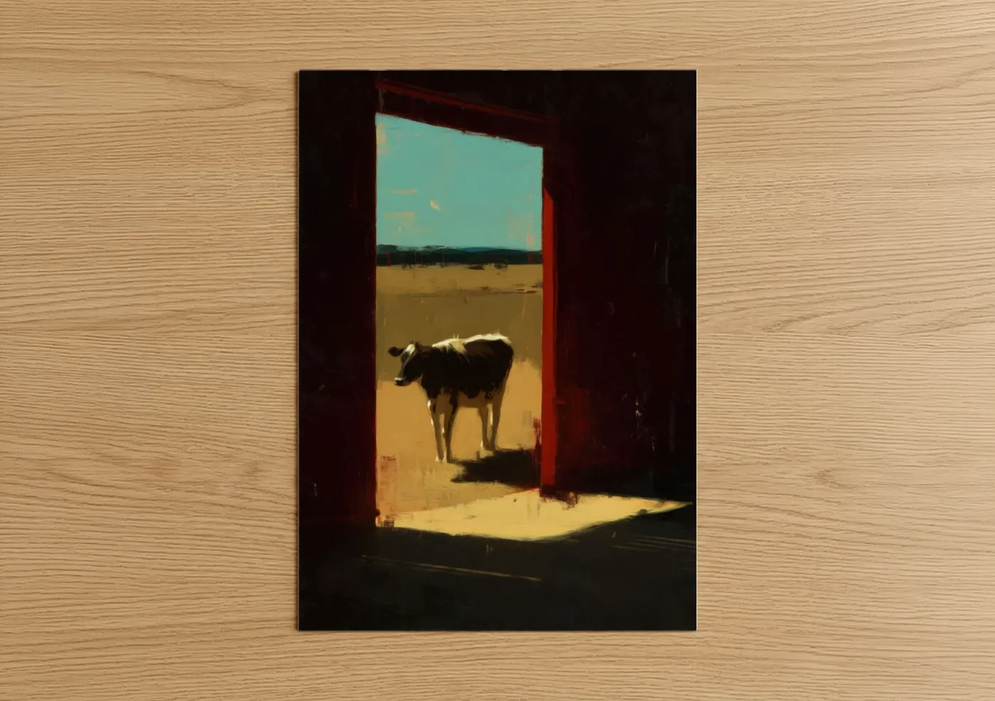 Jersey Cow Desert Landscape Minimalist Wall Art