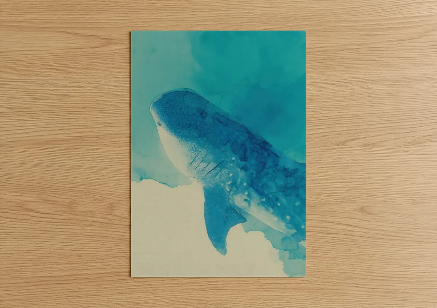 Ethereal Whale Shark Watercolor Wall Art