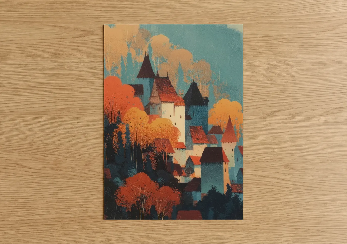 Autumn Castle Illustration Fine Wall Art