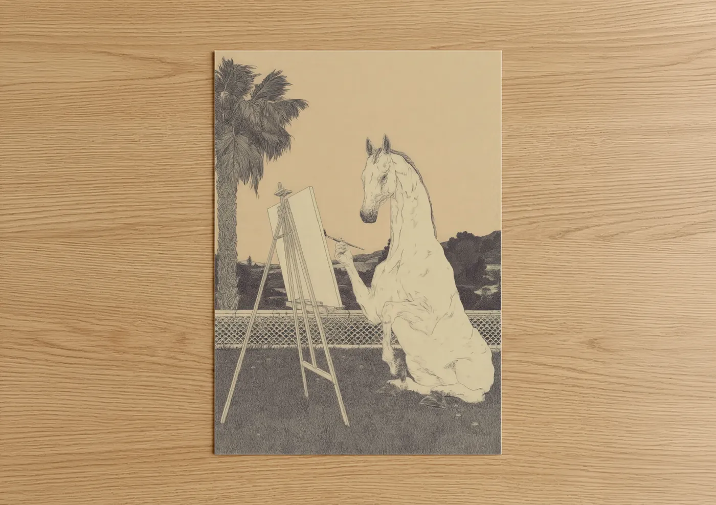 White Andalusian Horse Sketch Wall Art