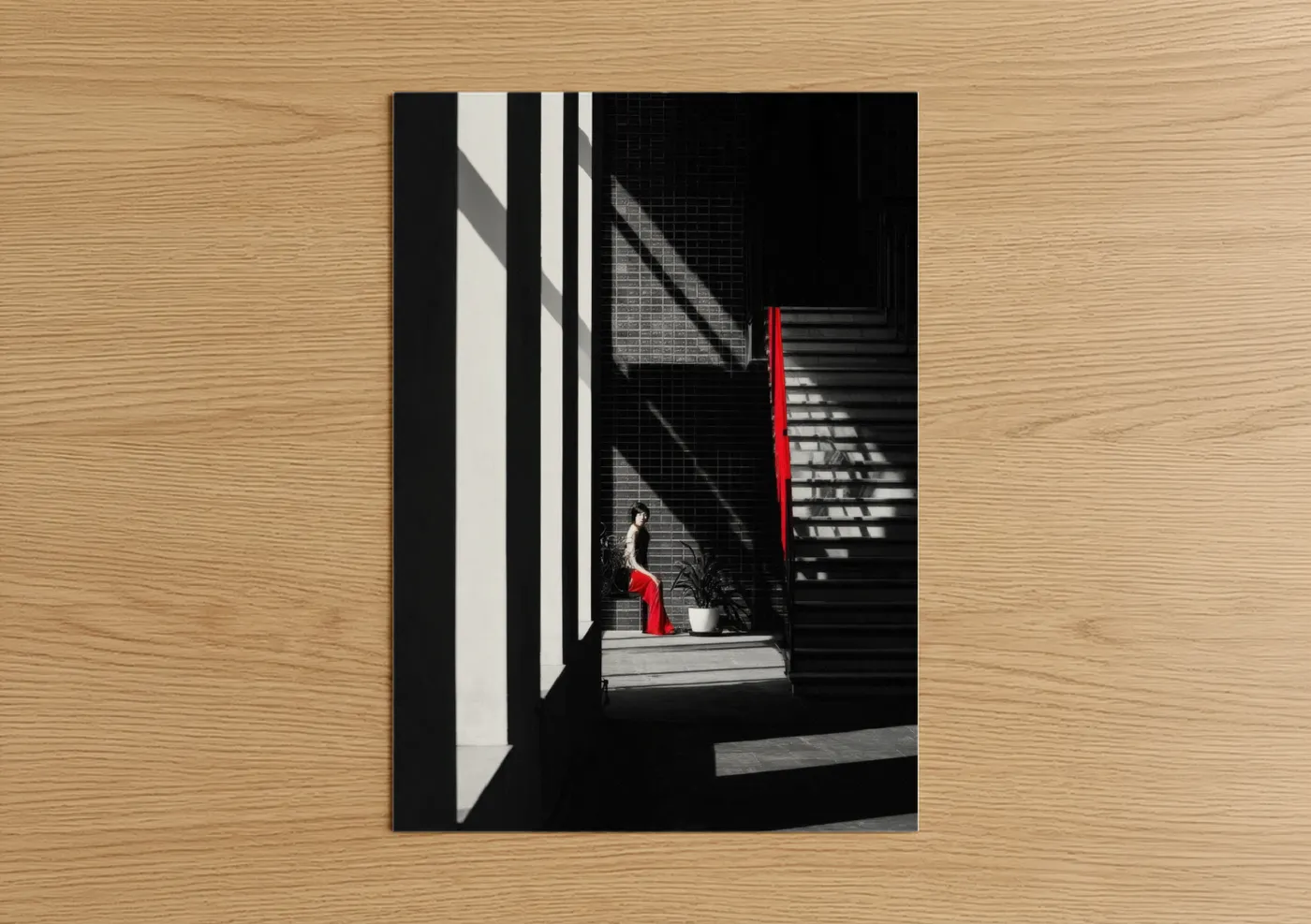 Red Figure Modern Architecture Photography Wall Art