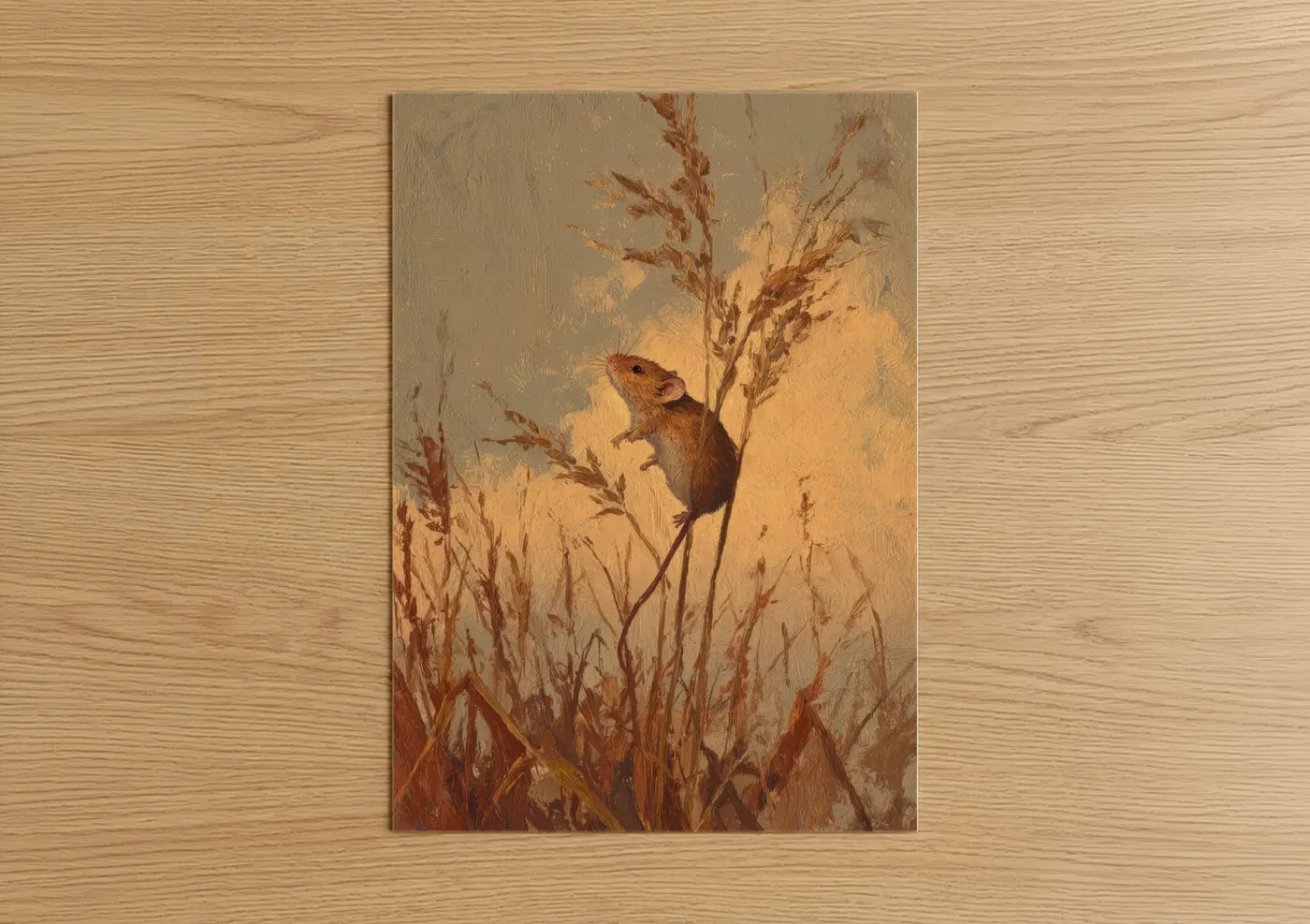 Harvest Mouse Climbing Grain Wall Art