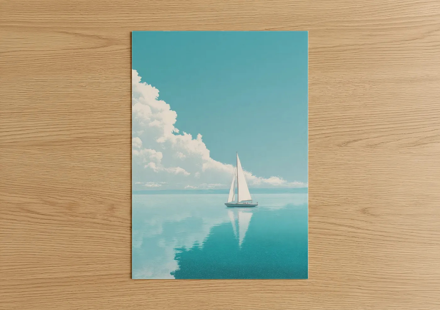 Peaceful sailing ship turquoise ocean water Wall Art