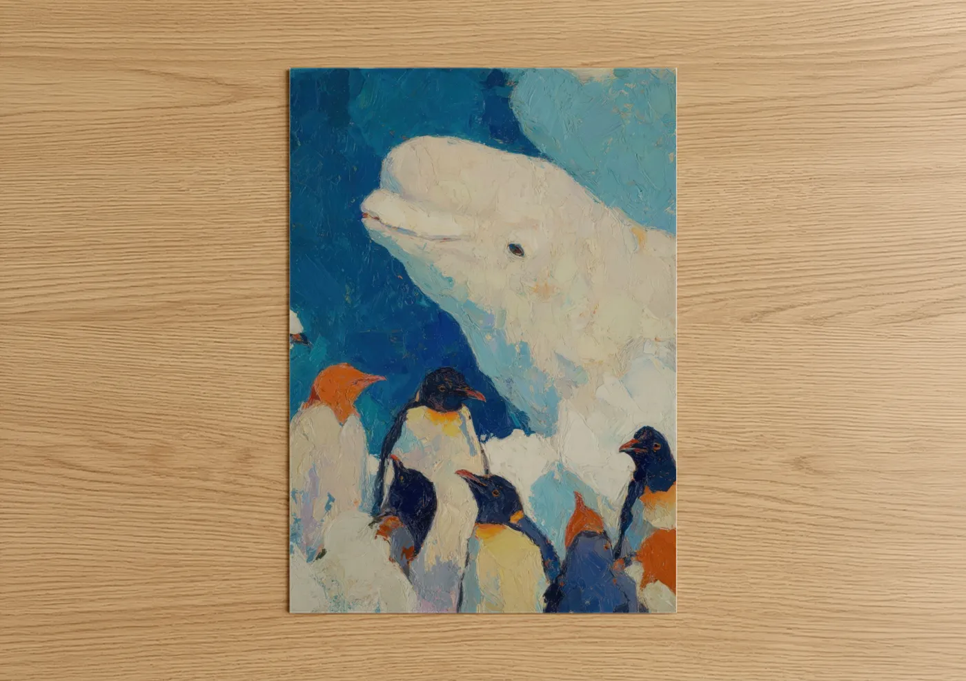 Arctic Beluga Whale Pod Oil Painting Wall Art