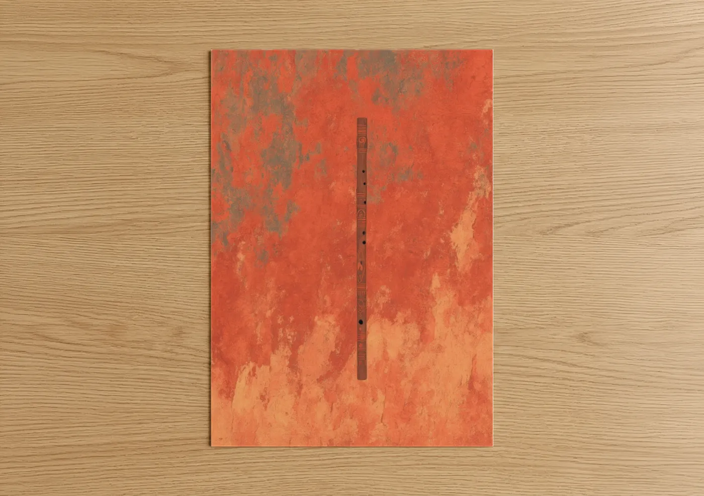 Crimson Flute Minimalist Music Wall Art