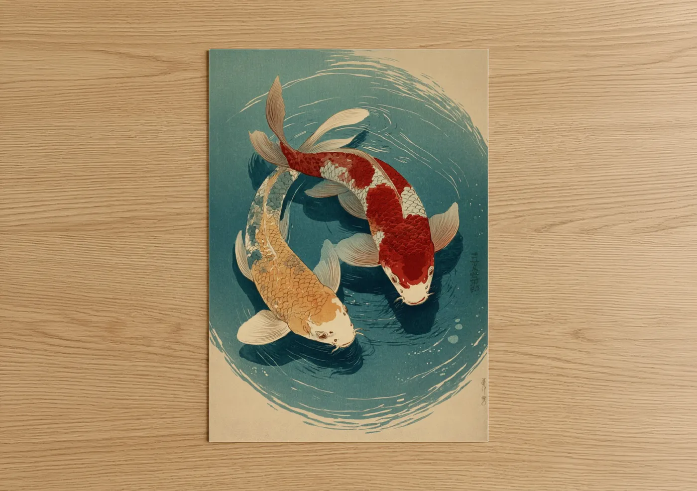 Red and Gold Koi Fish Watercolor Wall Art