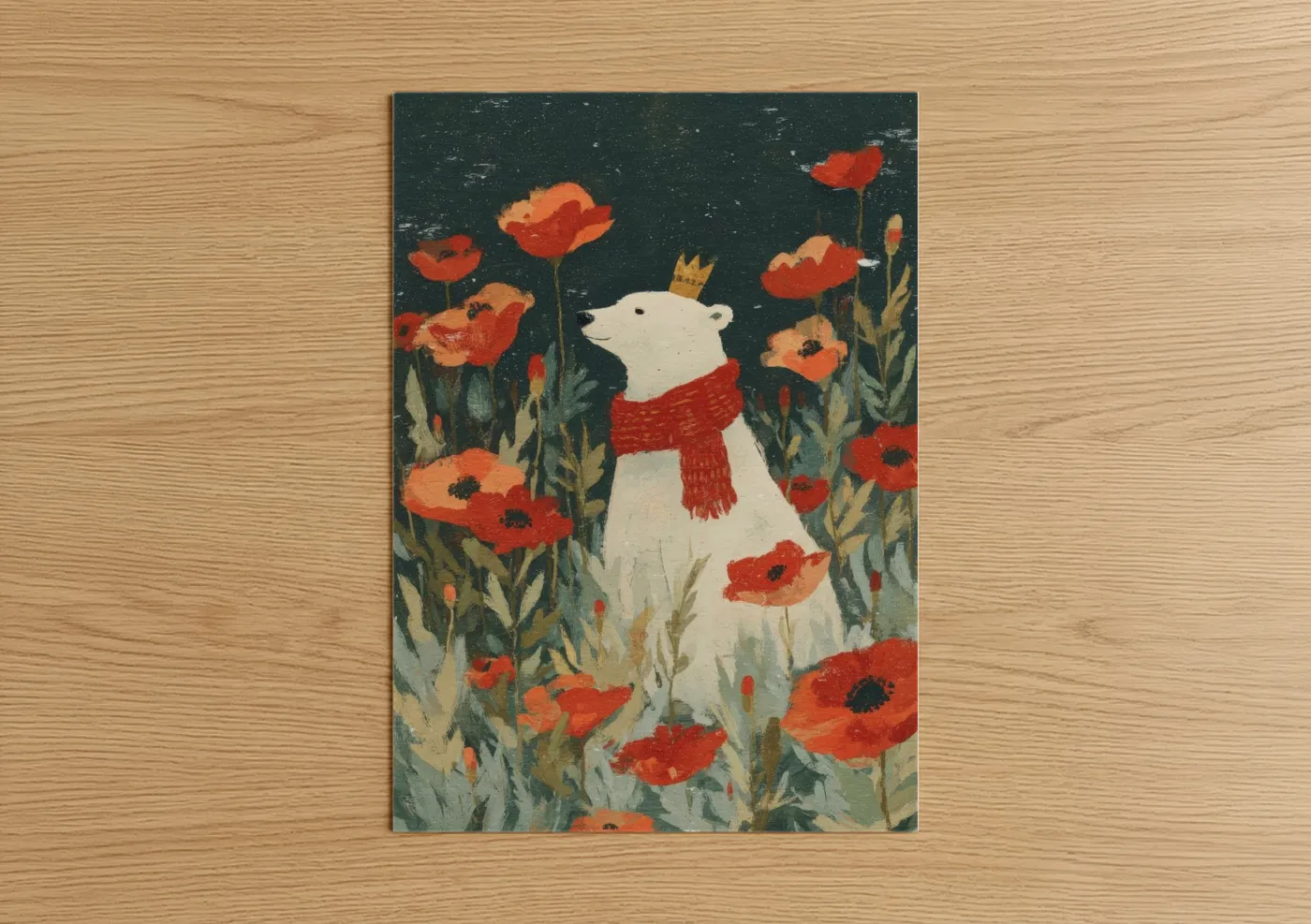 Polar Bear Poppies Whimsical Wall Art
