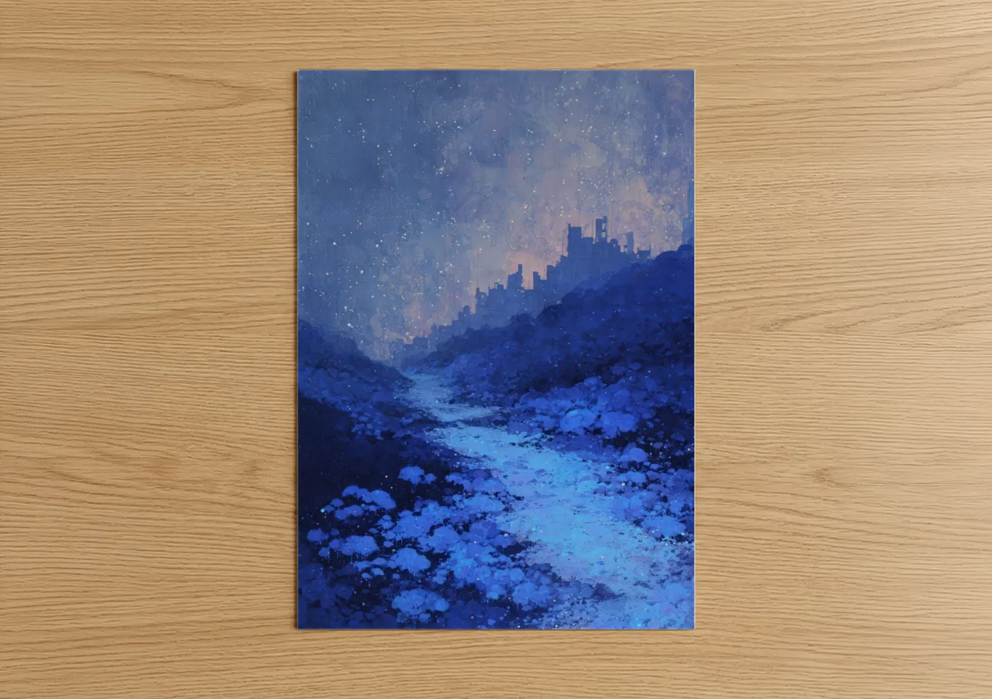 Starlit Highway Night Sky Cityscape Wall Art
