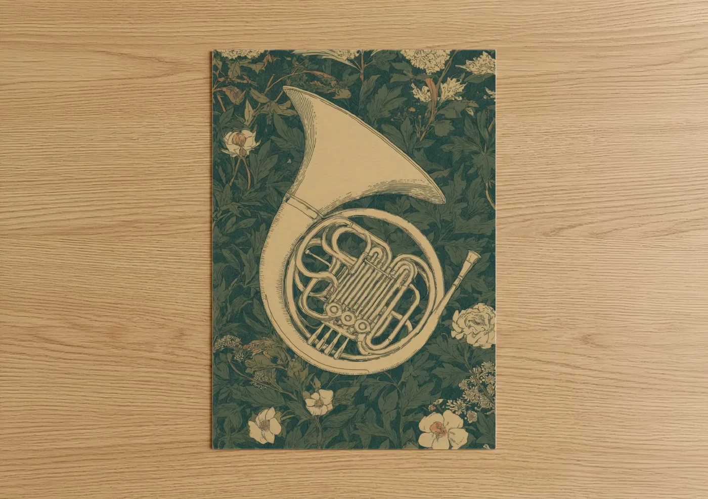 Floral French Horn Botanical Wall Art