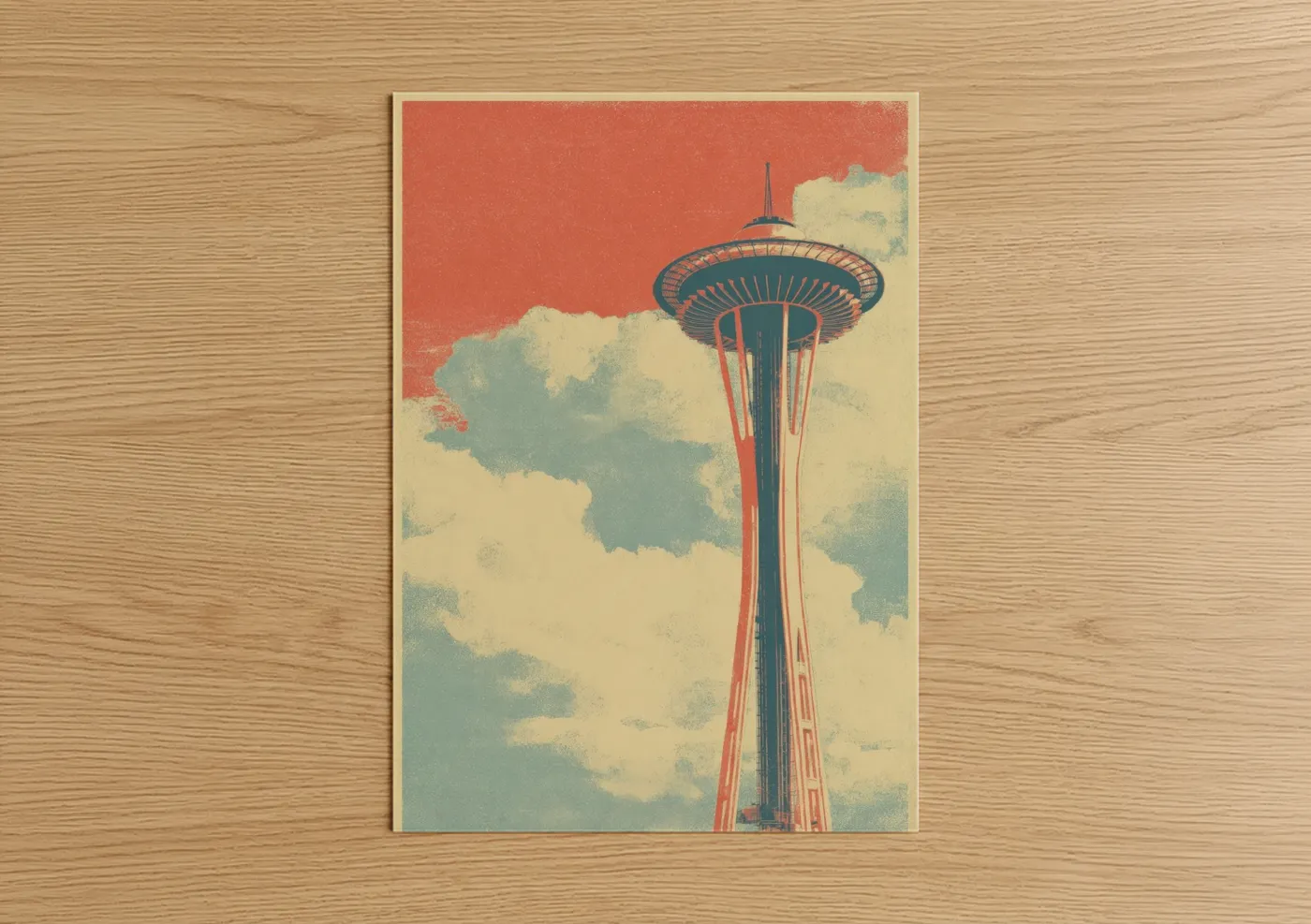Space Needle Seattle Retro Poster Wall Art