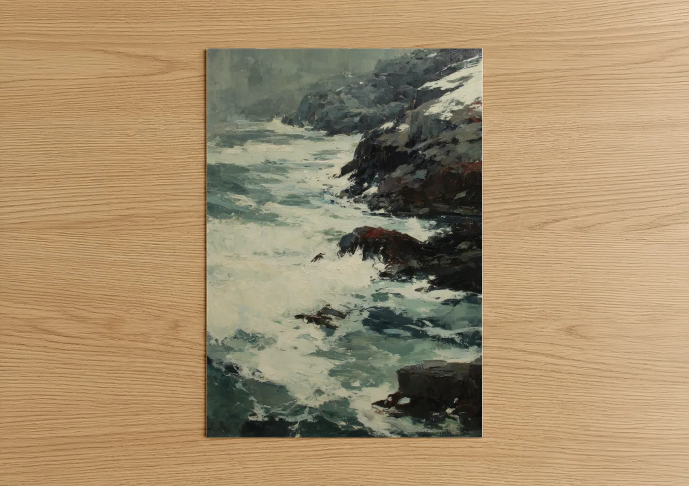 Coastal Storm Surge Seascape Painting Wall Art