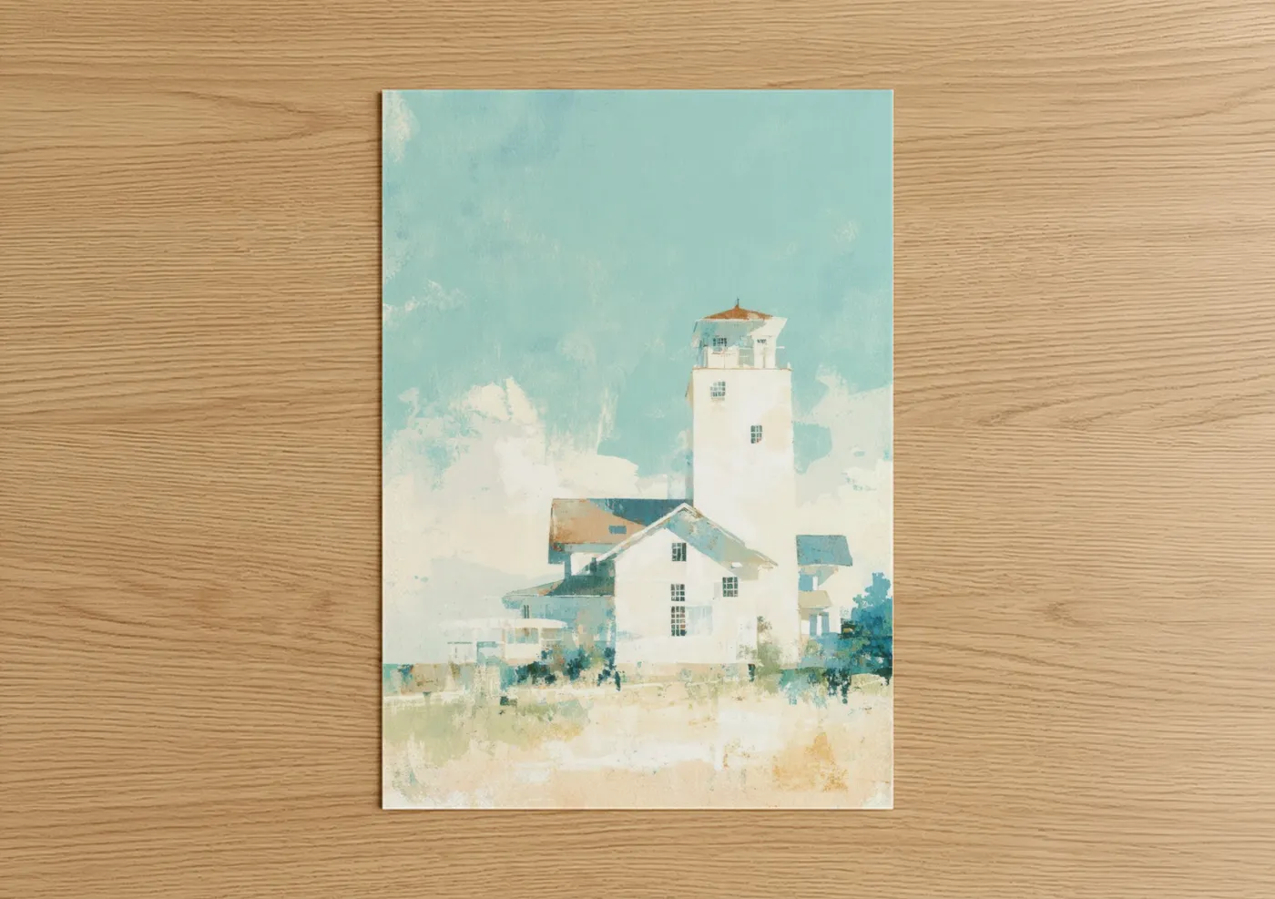 Coastal Lighthouse Watercolor Wall Art