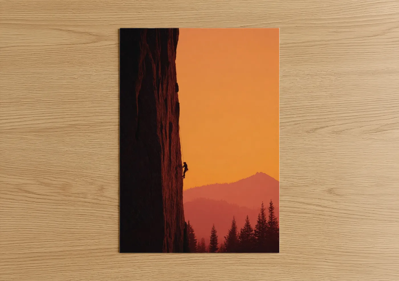 Rock Climber Mountain Sunset Adventure Wall Art