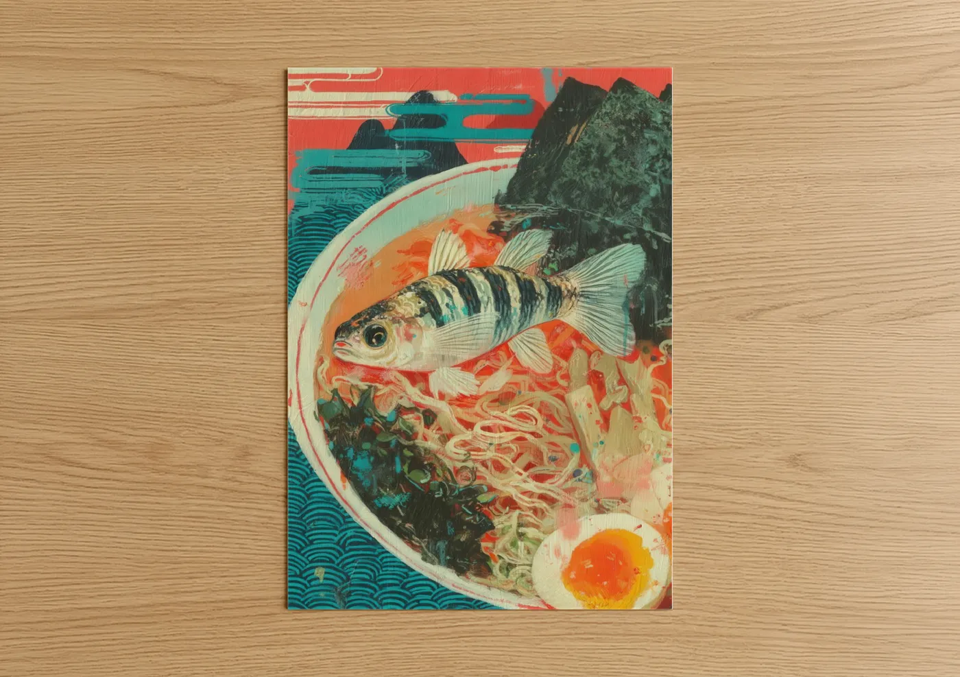 Zebrafish Noodle Bowl Pop Art Wall Art
