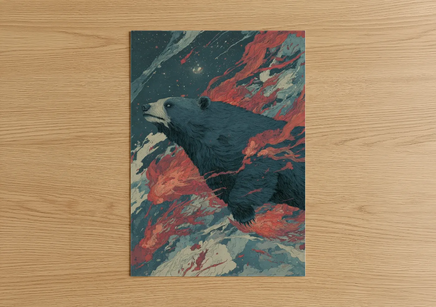 Cosmic Sloth Bear Celestial Wall Art