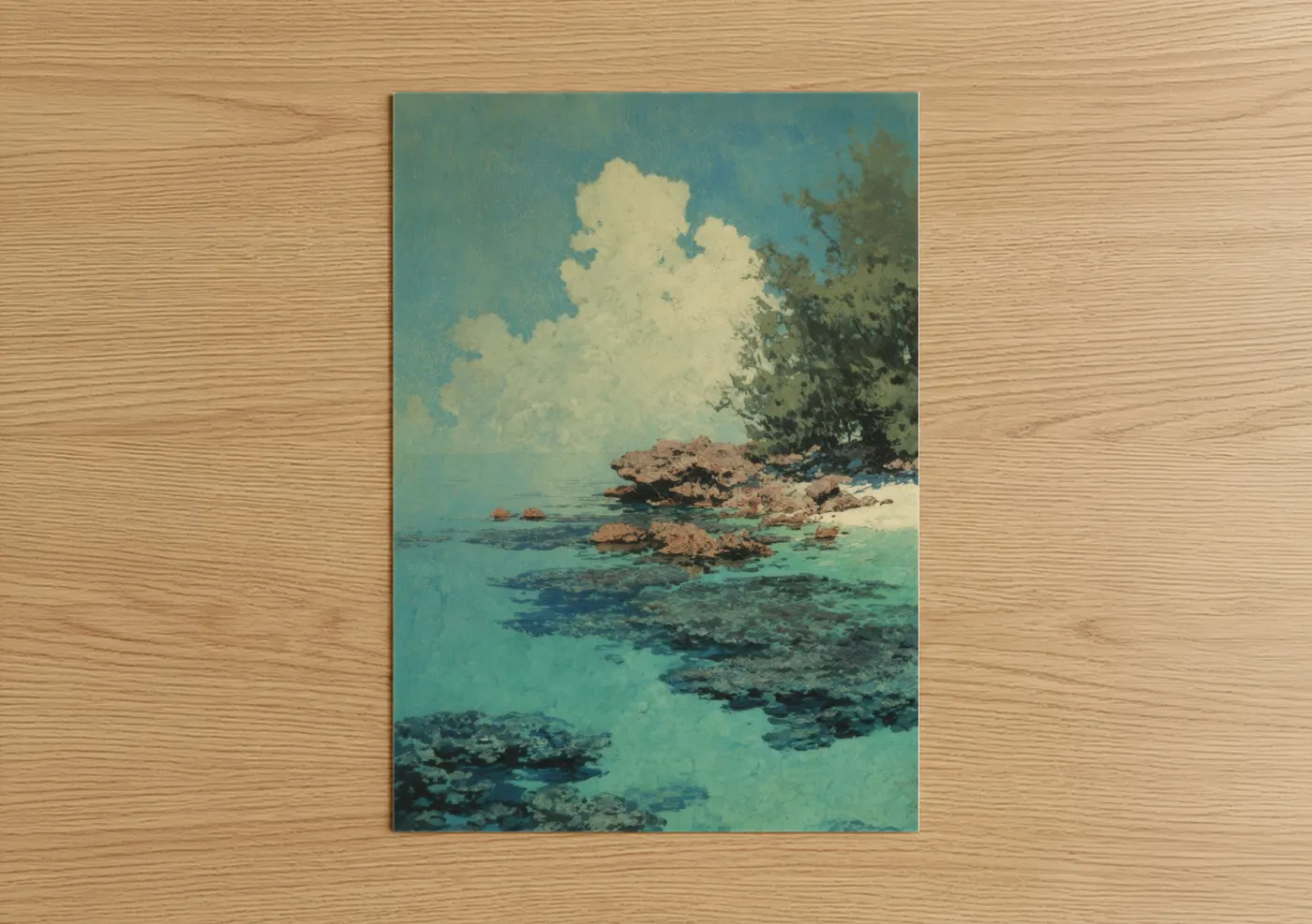 Tropical Island Paradise Watercolor Wall Art