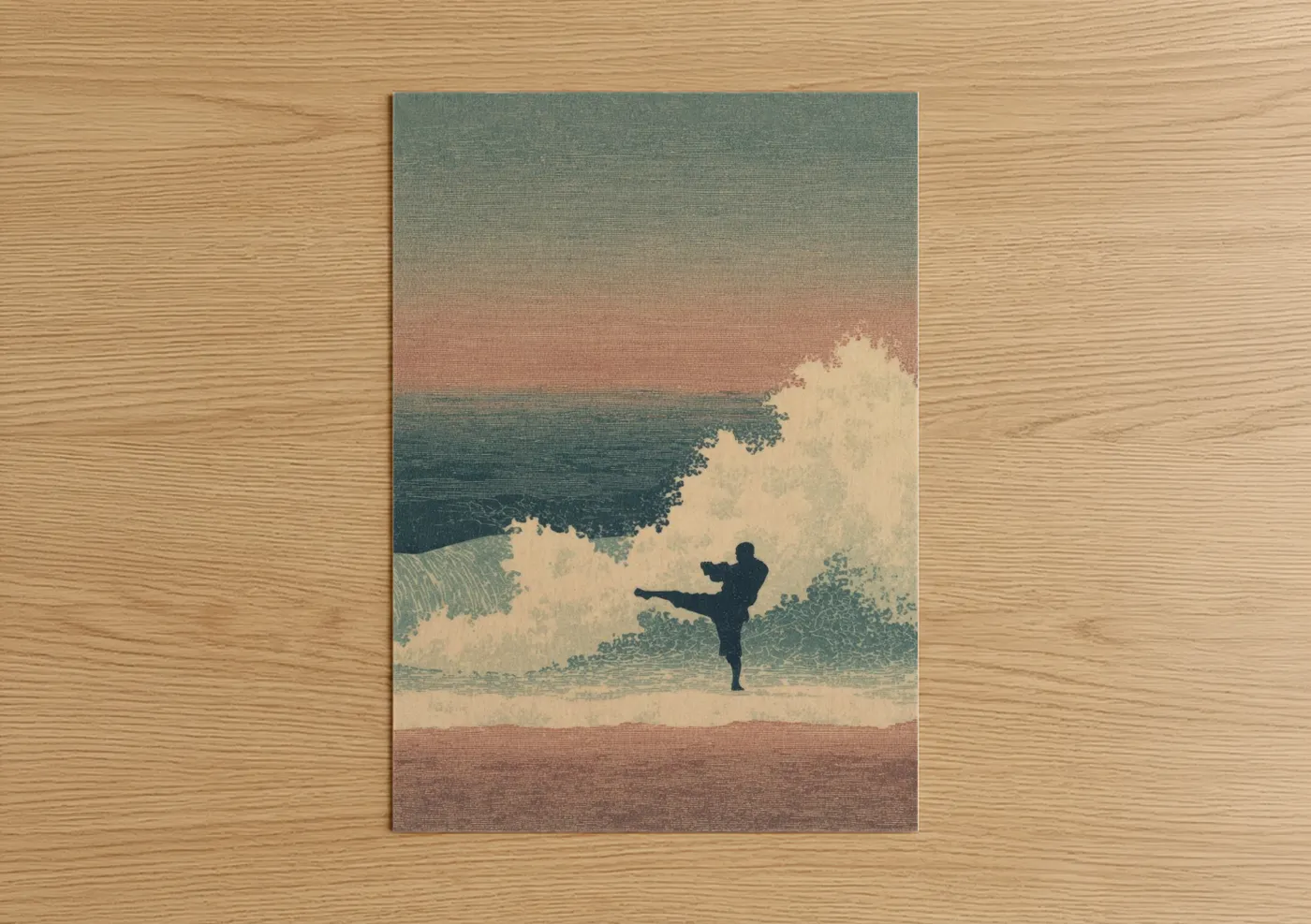 Kick Boxer Ocean Wave Martial Arts Wall Art
